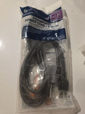 Universal Black Dishwasher Power Cord with Gray Molded Connector
